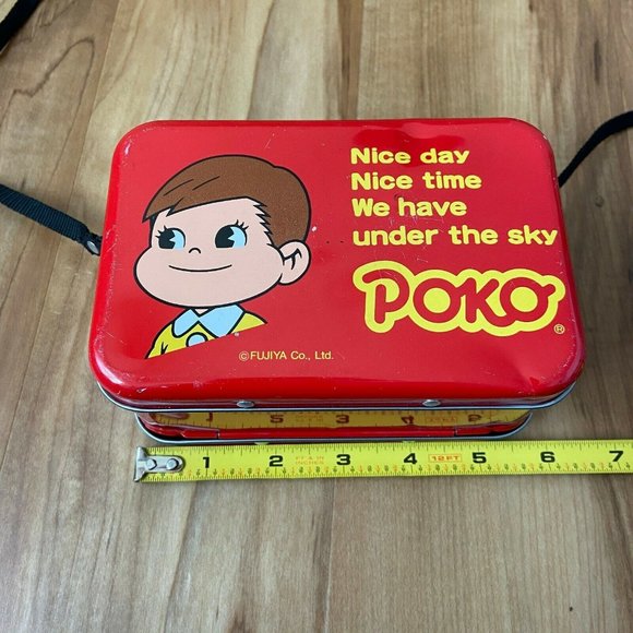 FUJIYA Peko & Poko Tin Metal Box Crossbody Box 6'' x 4'' x 3'' - Picture 8 of 14